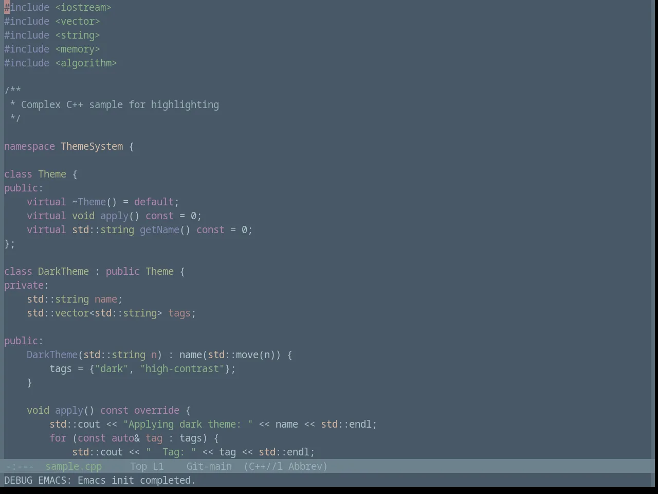 Base16 Brushtrees Dark Theme in c++-mode