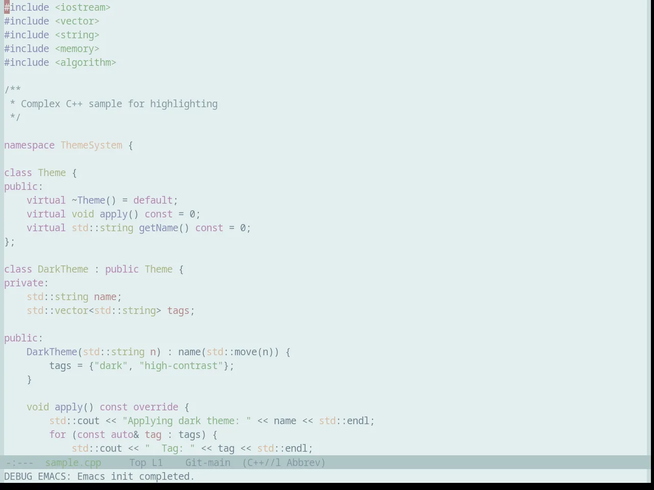 Base16 Brushtrees Theme in c++-mode