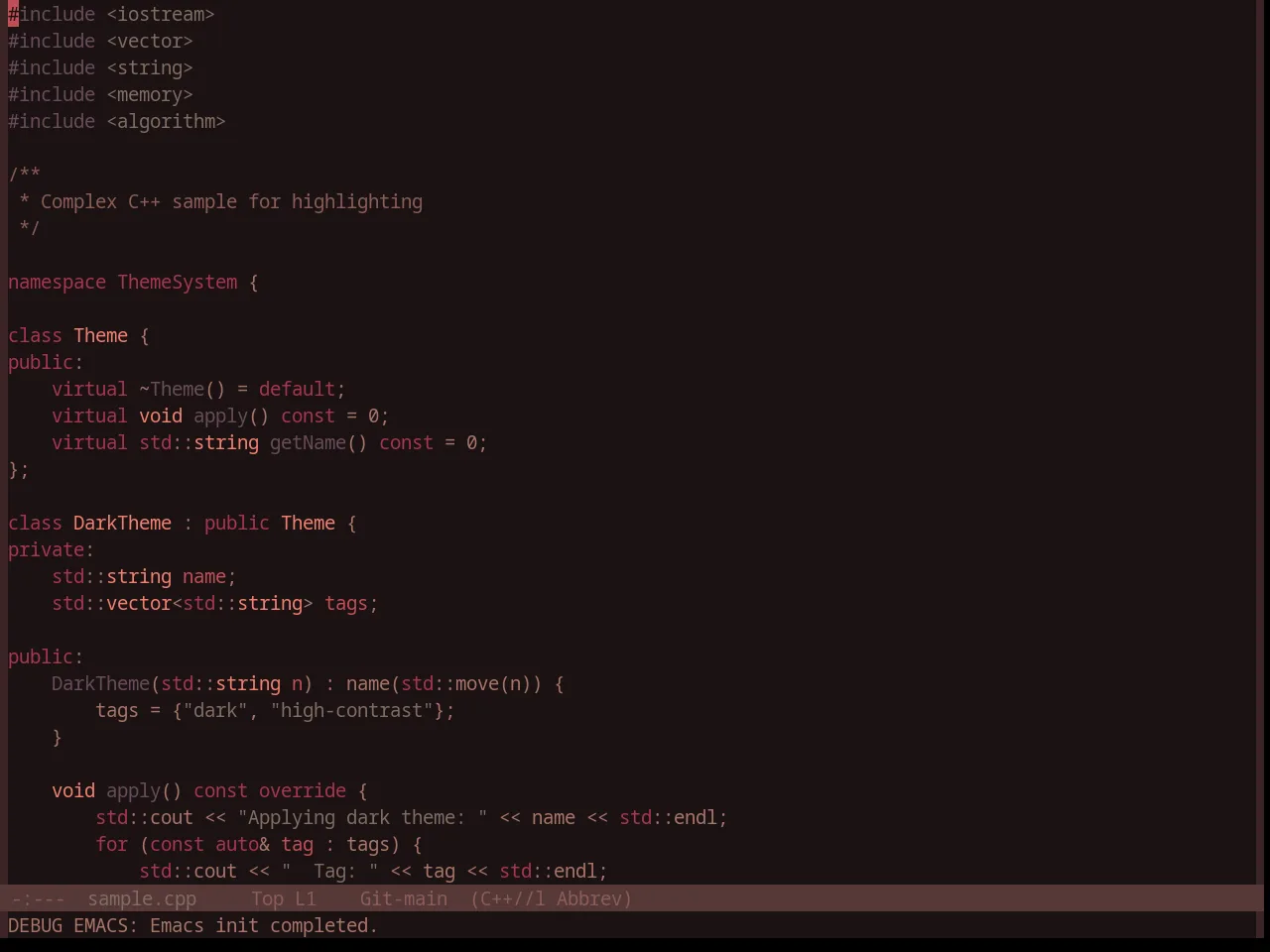 Base16 Caroline Theme in c++-mode