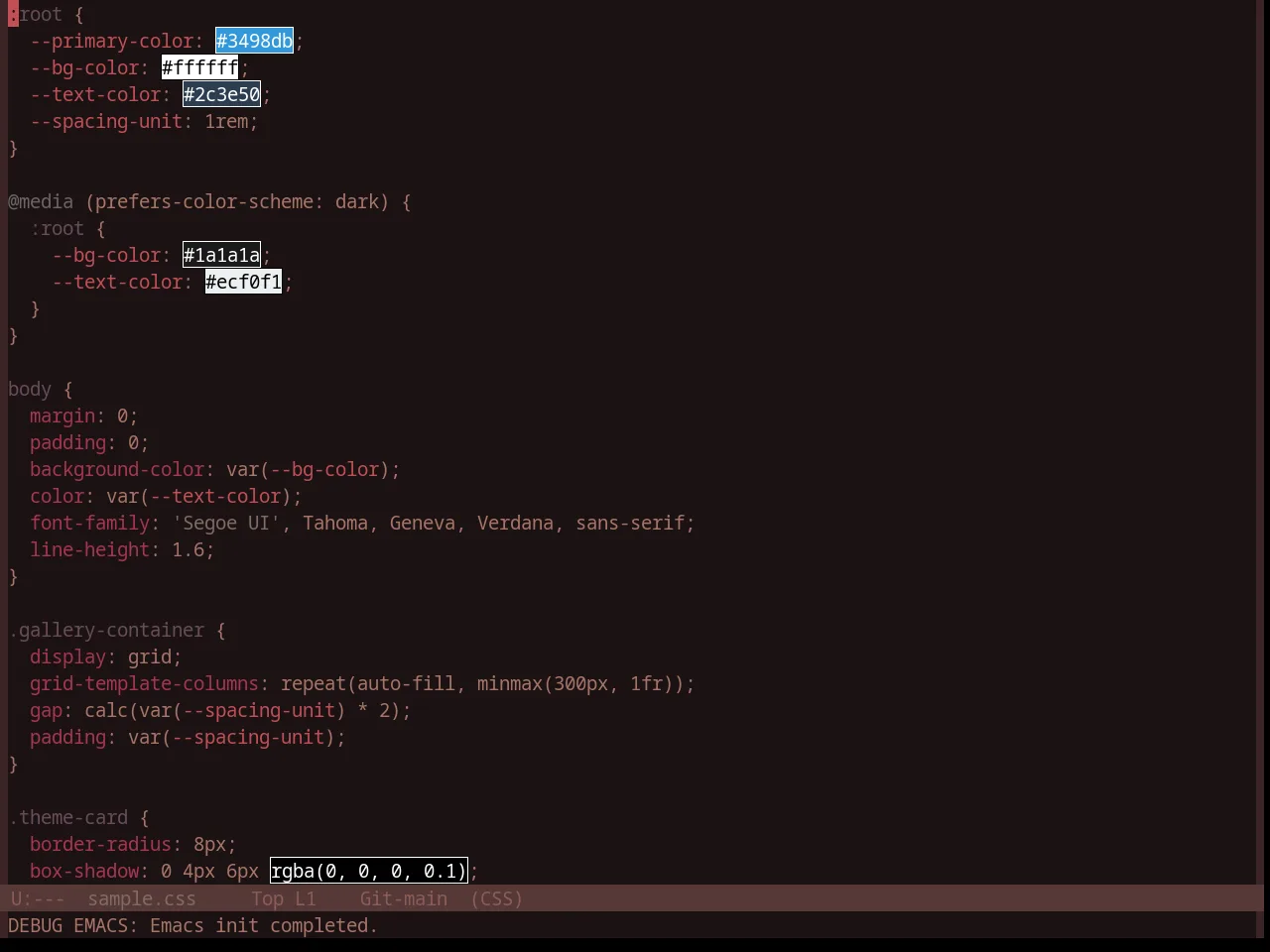 Base16 Caroline Theme in css-mode