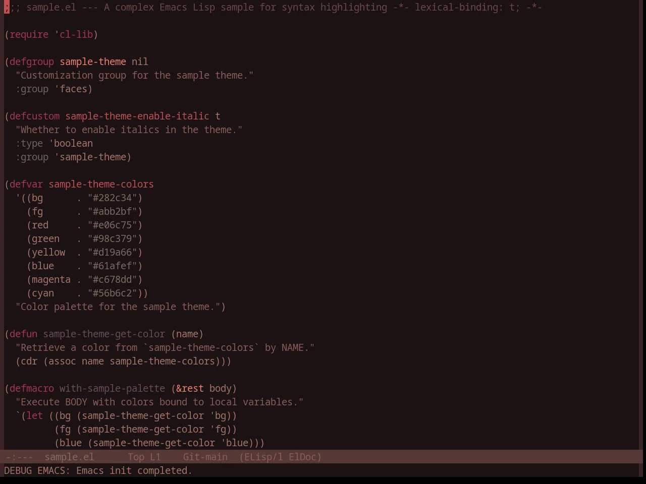 Base16 Caroline Theme in emacs-lisp-mode