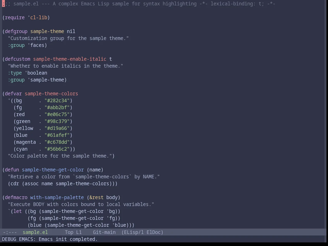 Base16 Catppuccin Frappe Theme in emacs-lisp-mode