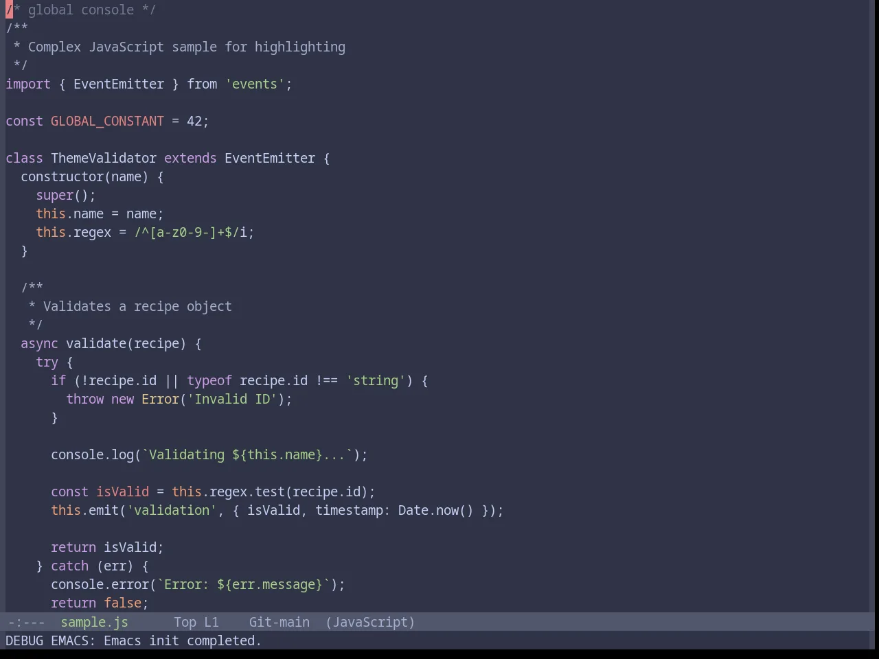 Base16 Catppuccin Frappe Theme in javascript-mode