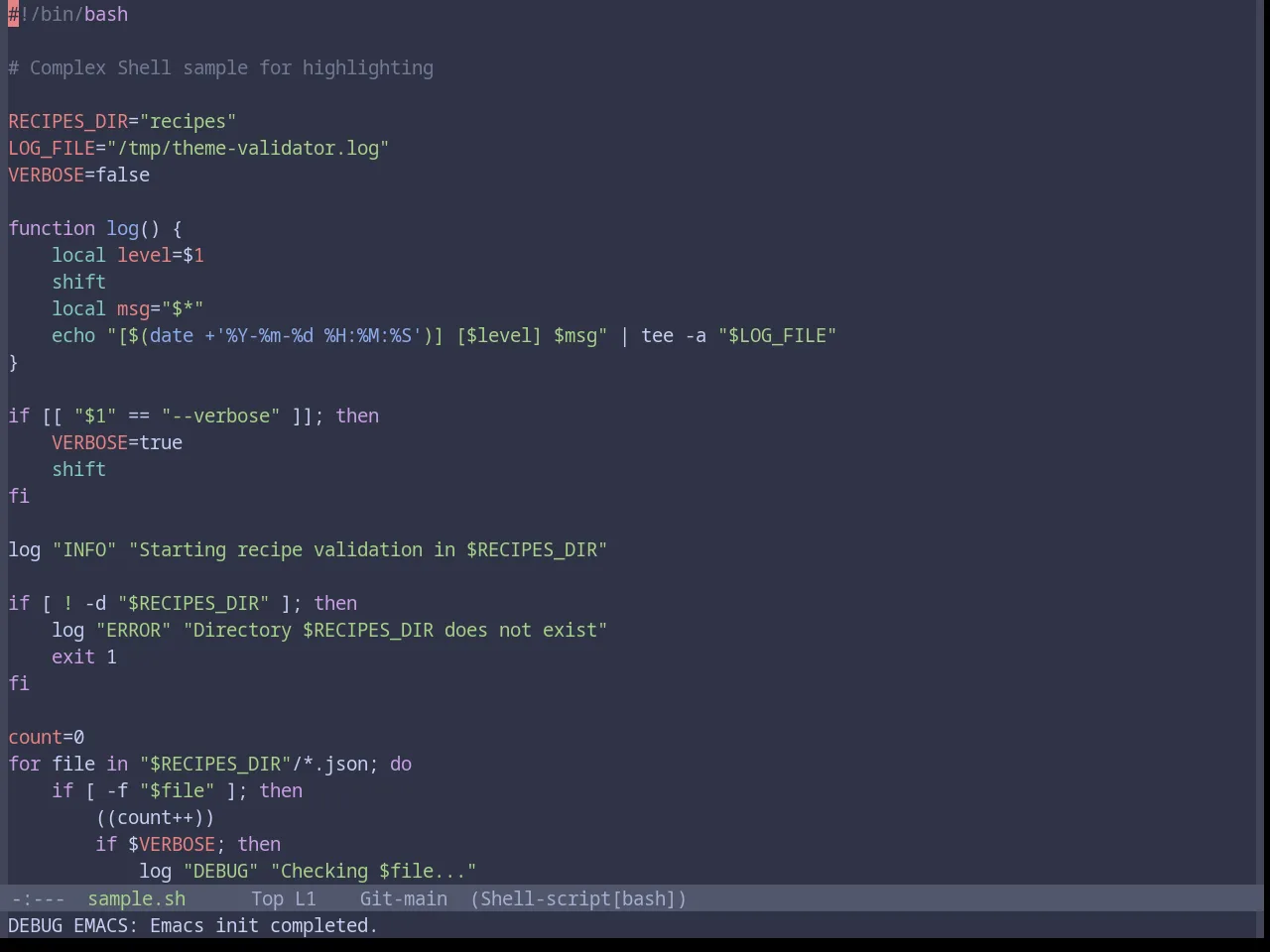 Base16 Catppuccin Frappe Theme in sh-mode