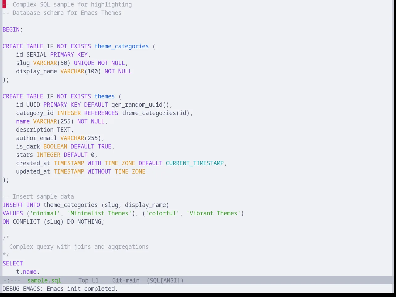 Base16 Catppuccin Latte Theme in sql-mode