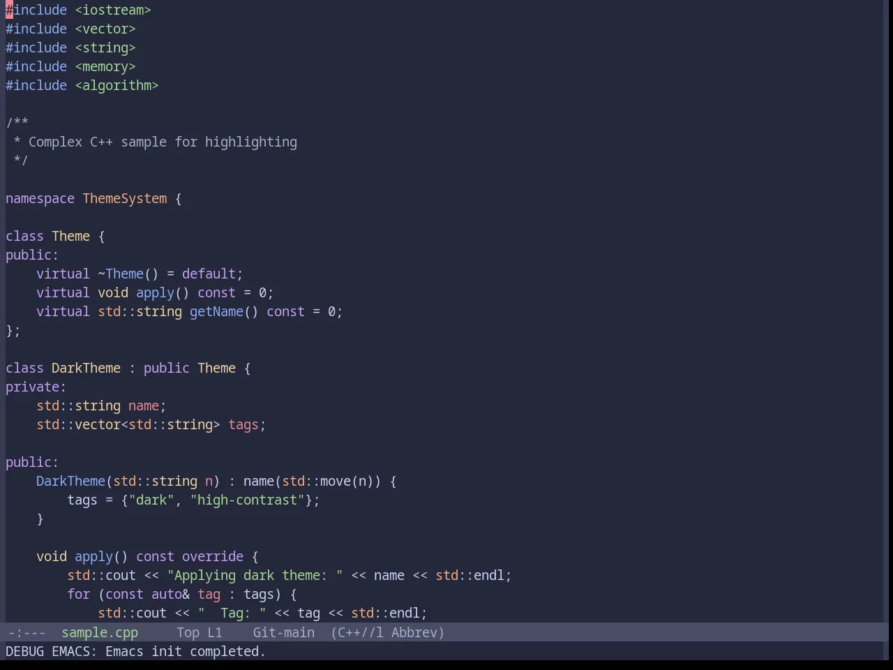 Base16 Catppuccin Macchiato Theme in c++-mode