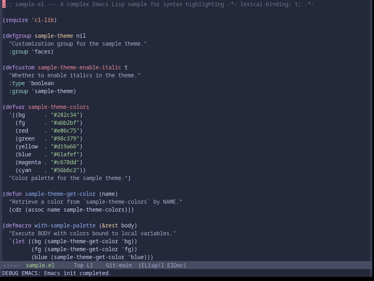 Base16 Catppuccin Macchiato Theme in emacs-lisp-mode