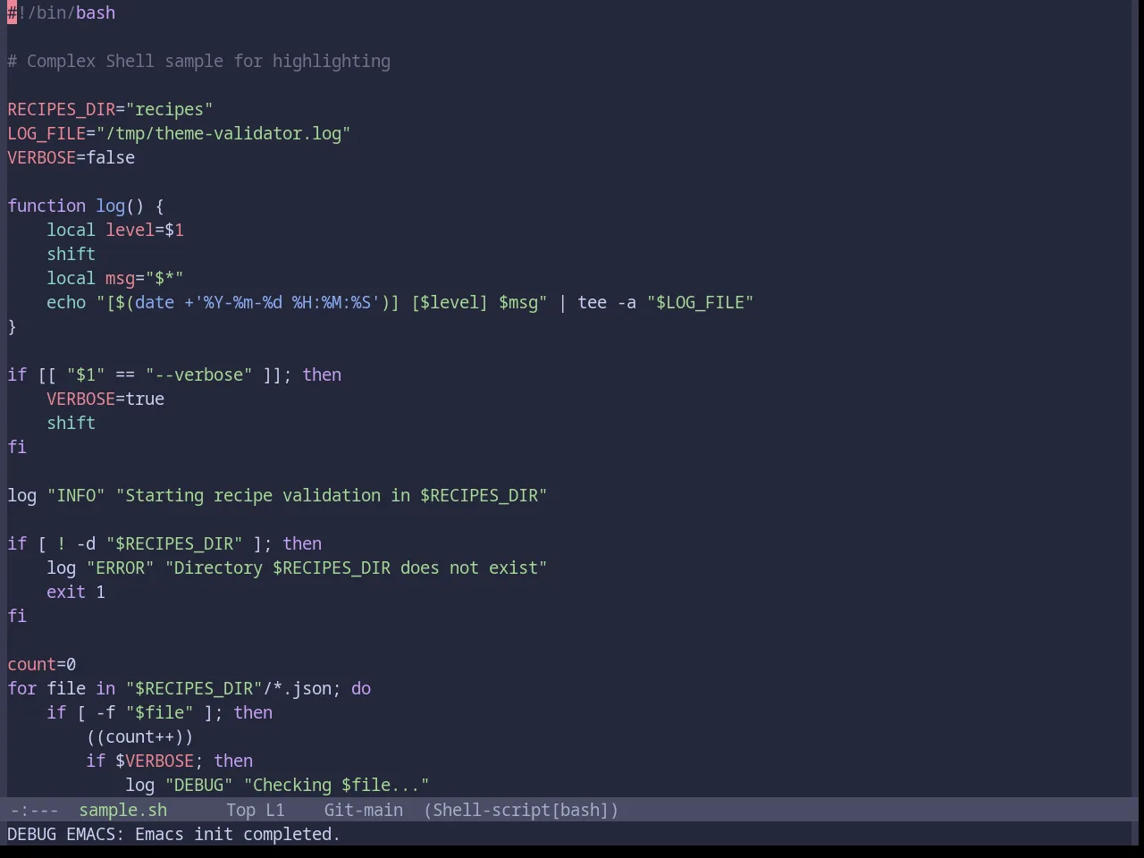 Base16 Catppuccin Macchiato Theme in sh-mode