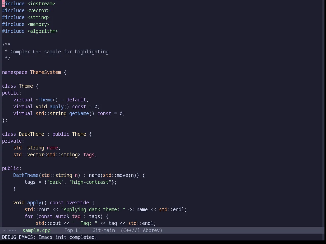 Base16 Catppuccin Mocha Theme in c++-mode