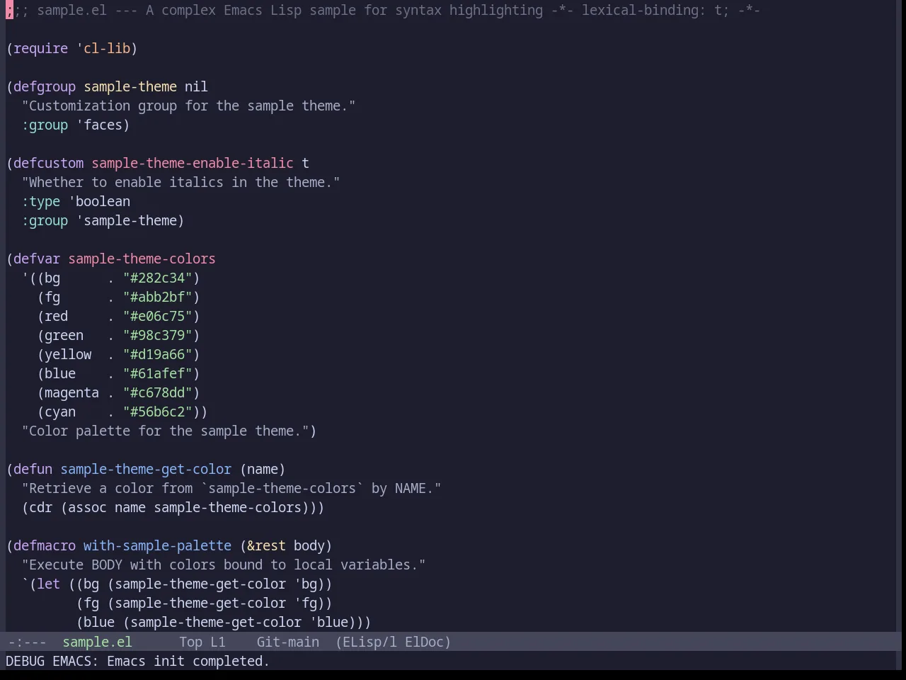 Base16 Catppuccin Mocha Theme in emacs-lisp-mode