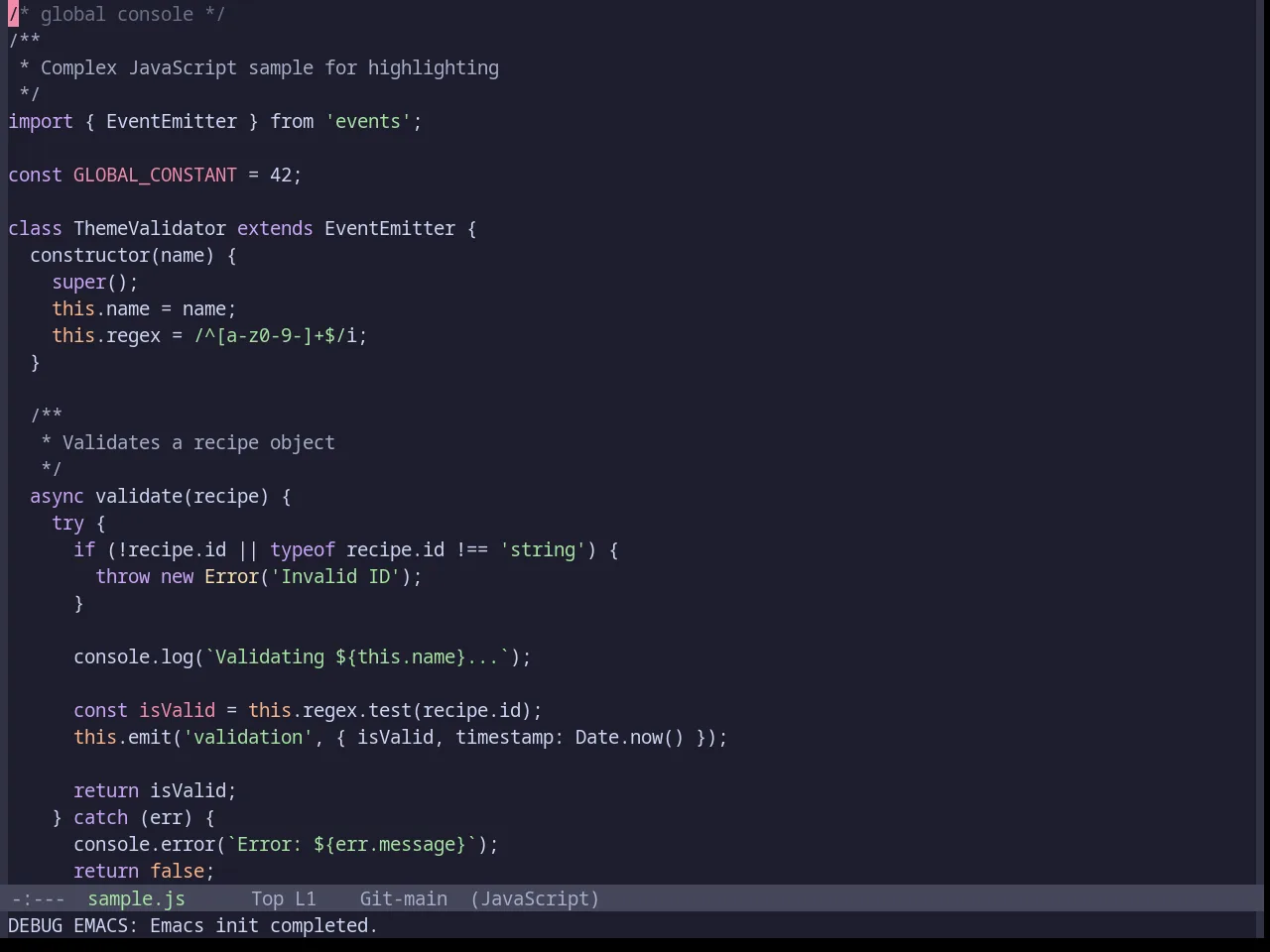Base16 Catppuccin Mocha Theme in javascript-mode