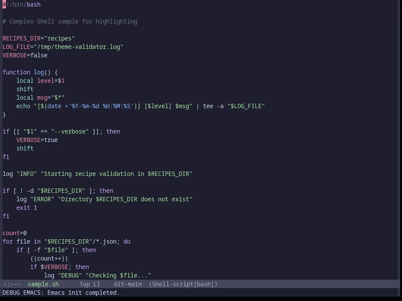 Base16 Catppuccin Mocha Theme in sh-mode