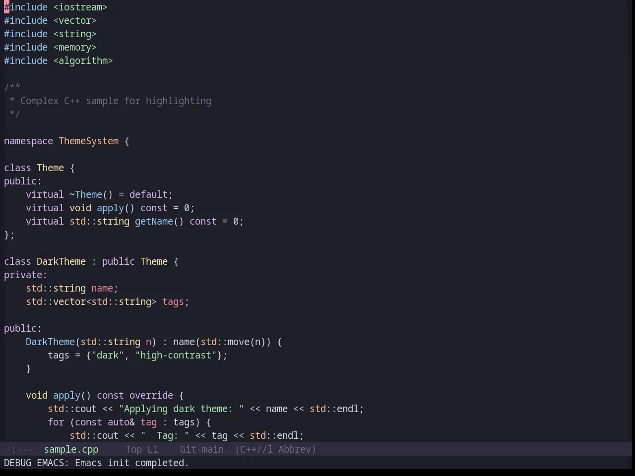 Base16 Catppuccin Theme in c++-mode