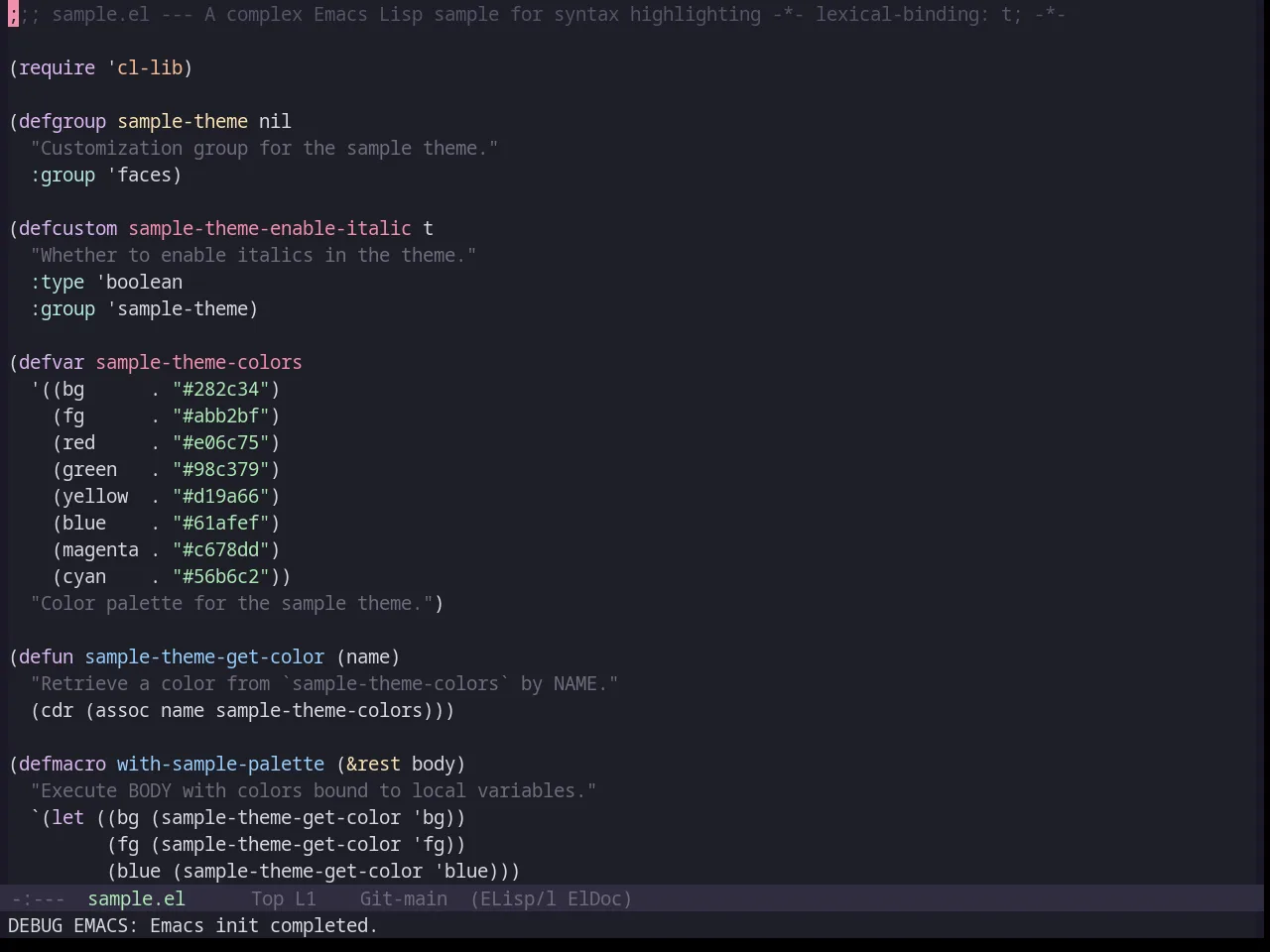 Base16 Catppuccin Theme in emacs-lisp-mode