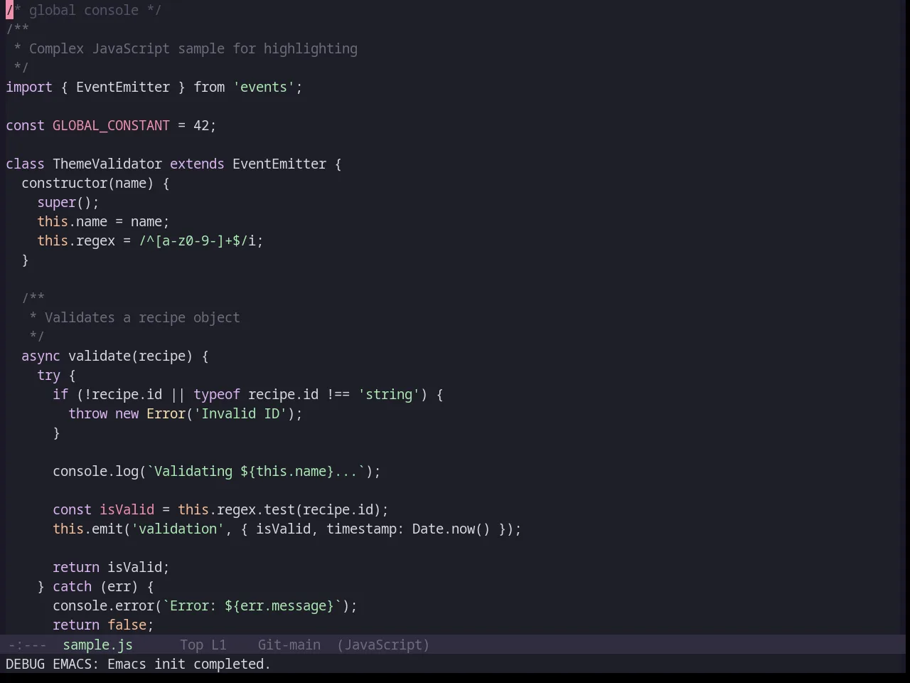 Base16 Catppuccin Theme in javascript-mode