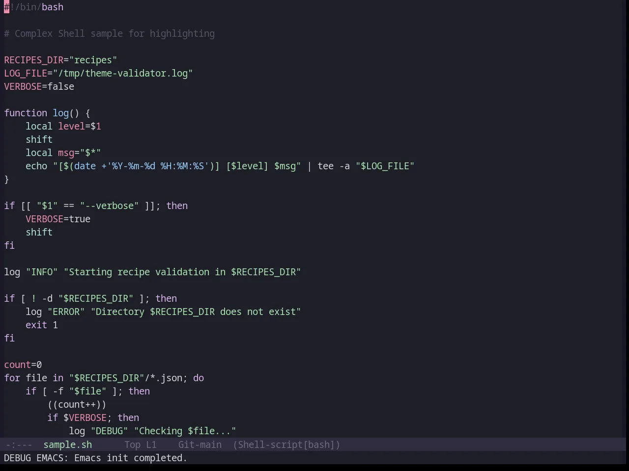 Base16 Catppuccin Theme in sh-mode