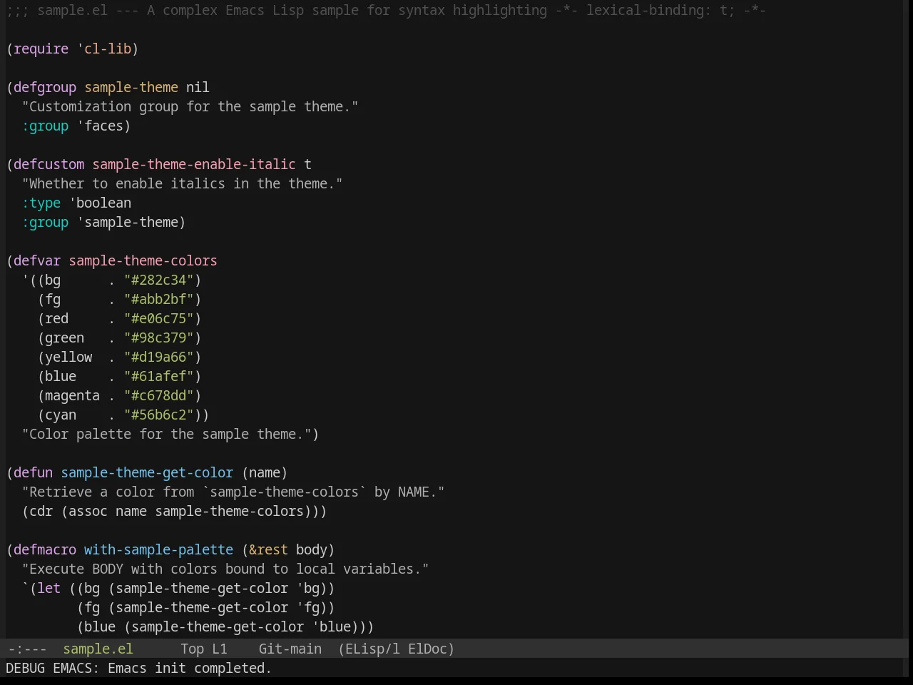 Base16 Chalk Theme in emacs-lisp-mode