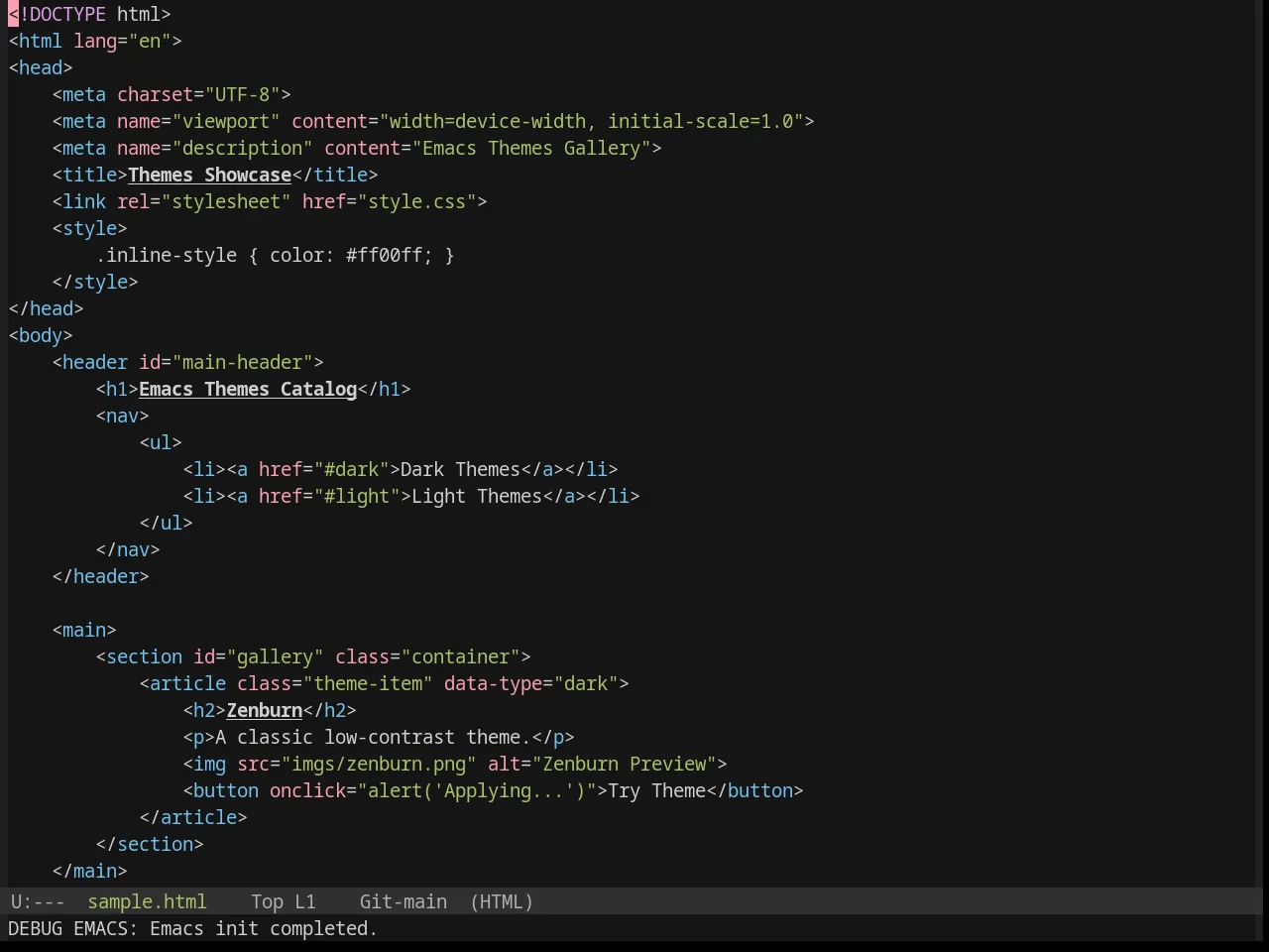Base16 Chalk Theme in html-mode