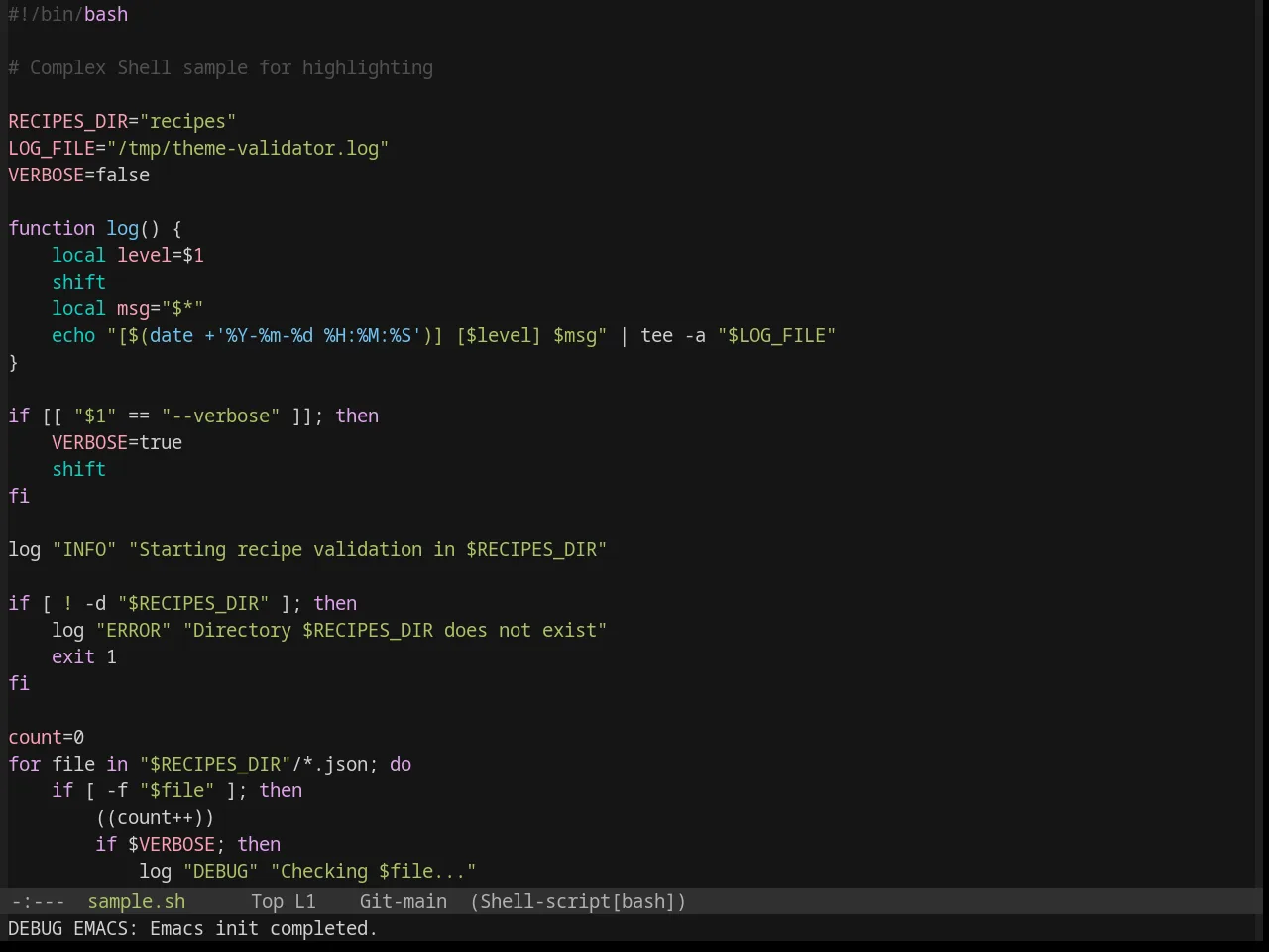 Base16 Chalk Theme in sh-mode