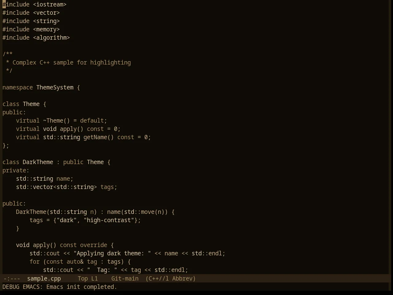 Base16 Charcoal Dark Theme in c++-mode