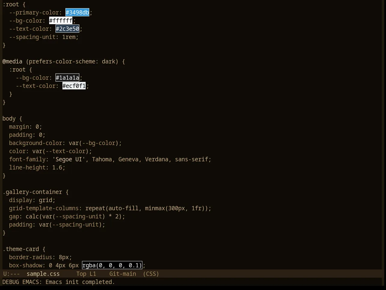 Base16 Charcoal Dark Theme in css-mode
