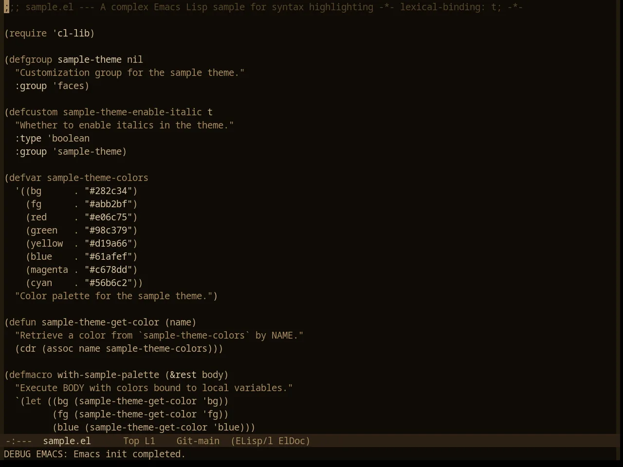Base16 Charcoal Dark Theme in emacs-lisp-mode