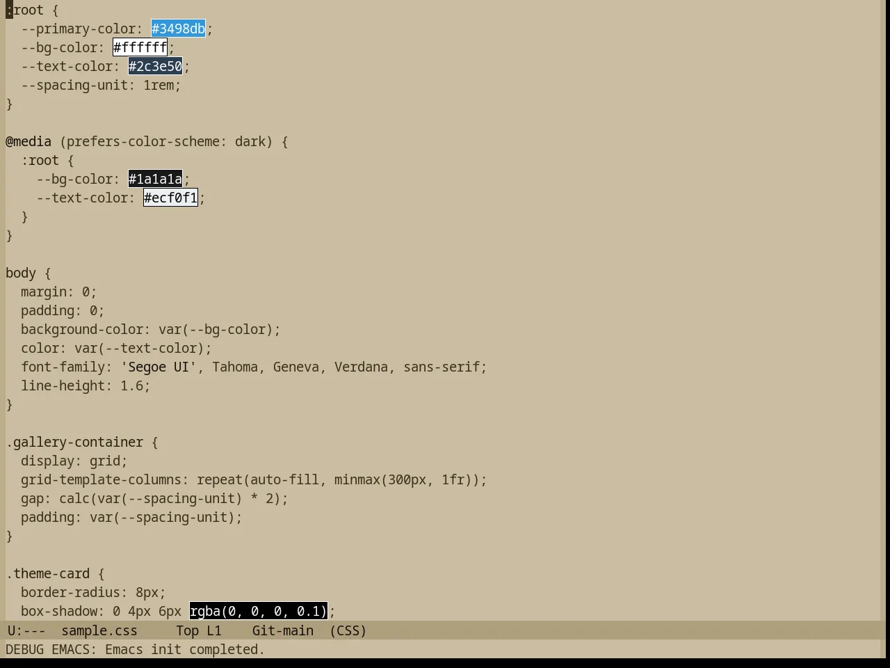 Base16 Charcoal Light Theme in css-mode