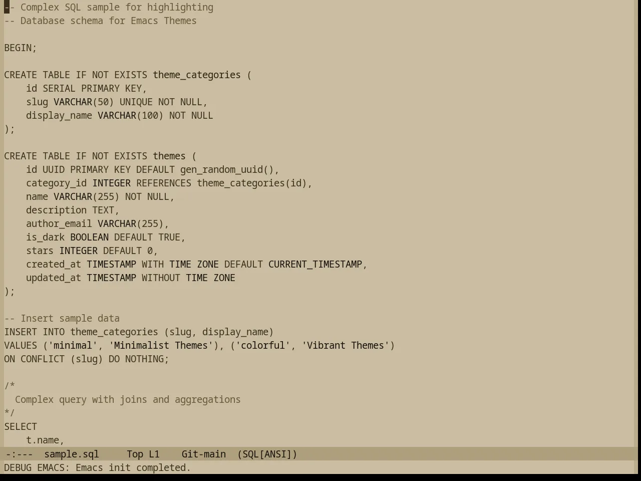 Base16 Charcoal Light Theme in sql-mode