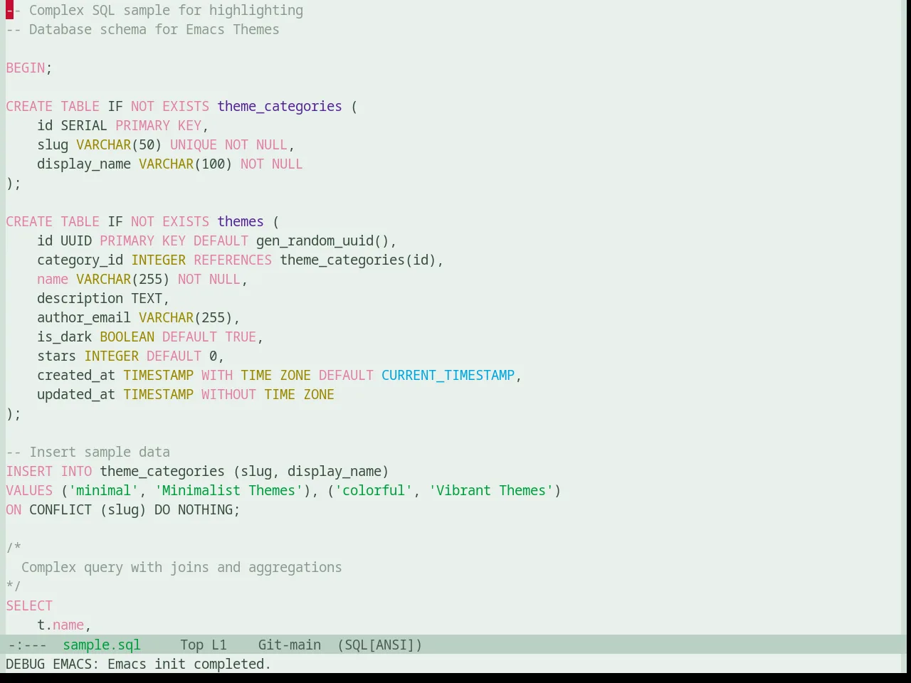 Base16 Chicago Day Theme in sql-mode