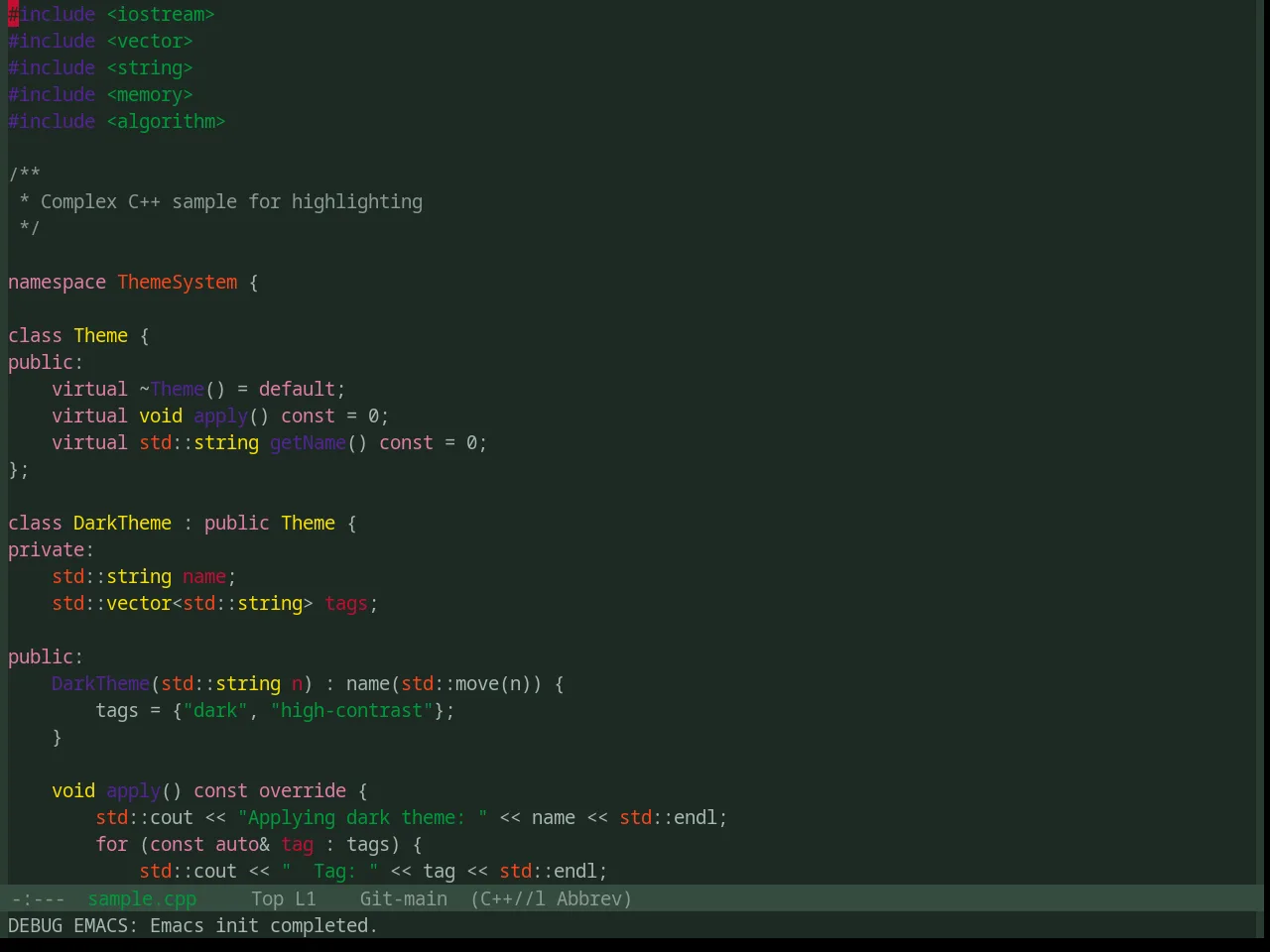 Base16 Chicago Night Theme in c++-mode