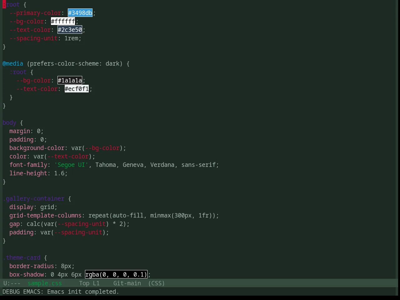 Base16 Chicago Night Theme in css-mode