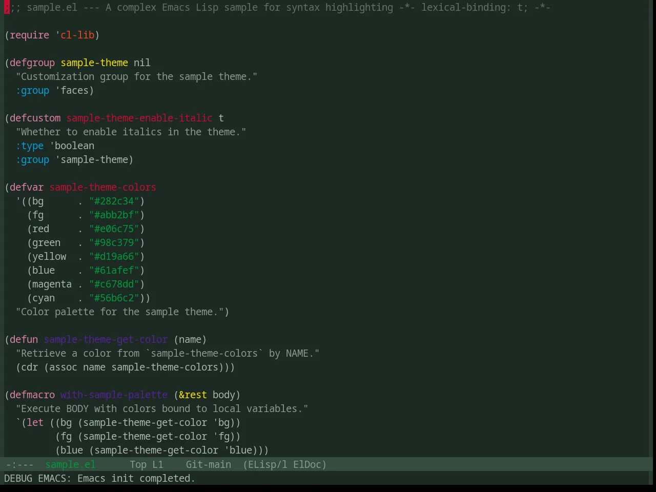 Base16 Chicago Night Theme in emacs-lisp-mode