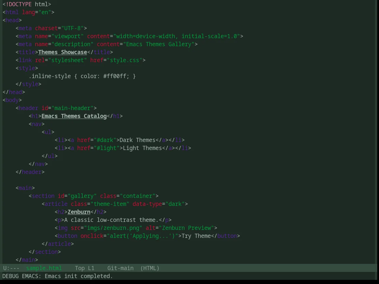 Base16 Chicago Night Theme in html-mode