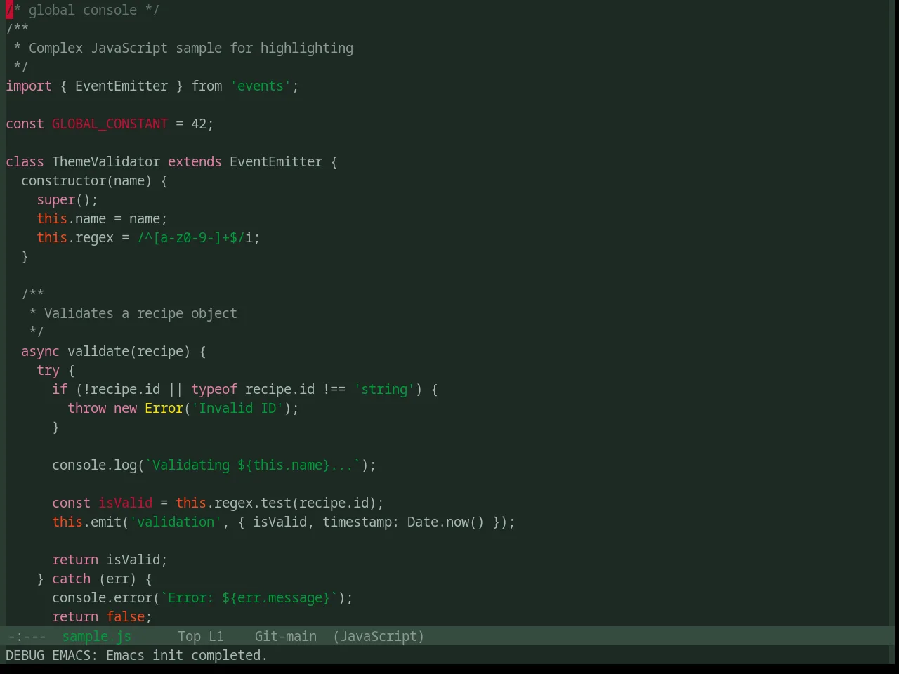 Base16 Chicago Night Theme in javascript-mode