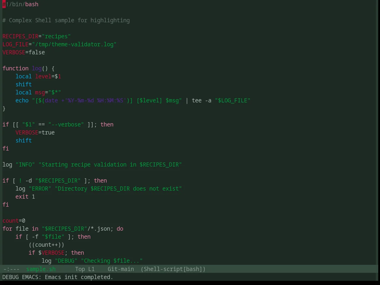 Base16 Chicago Night Theme in sh-mode