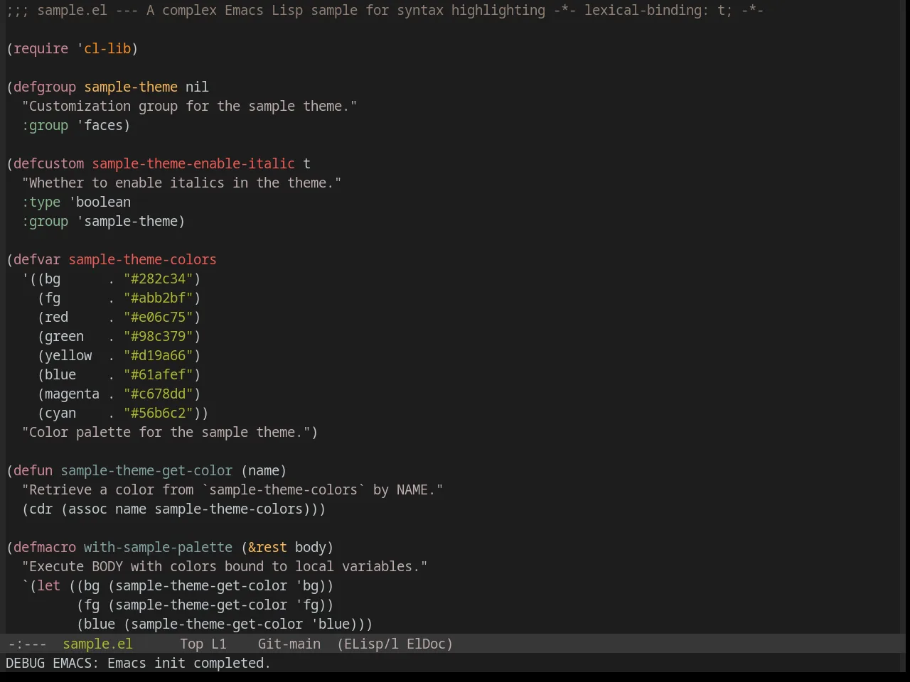Base16 Chinoiserie Midnight Theme in emacs-lisp-mode