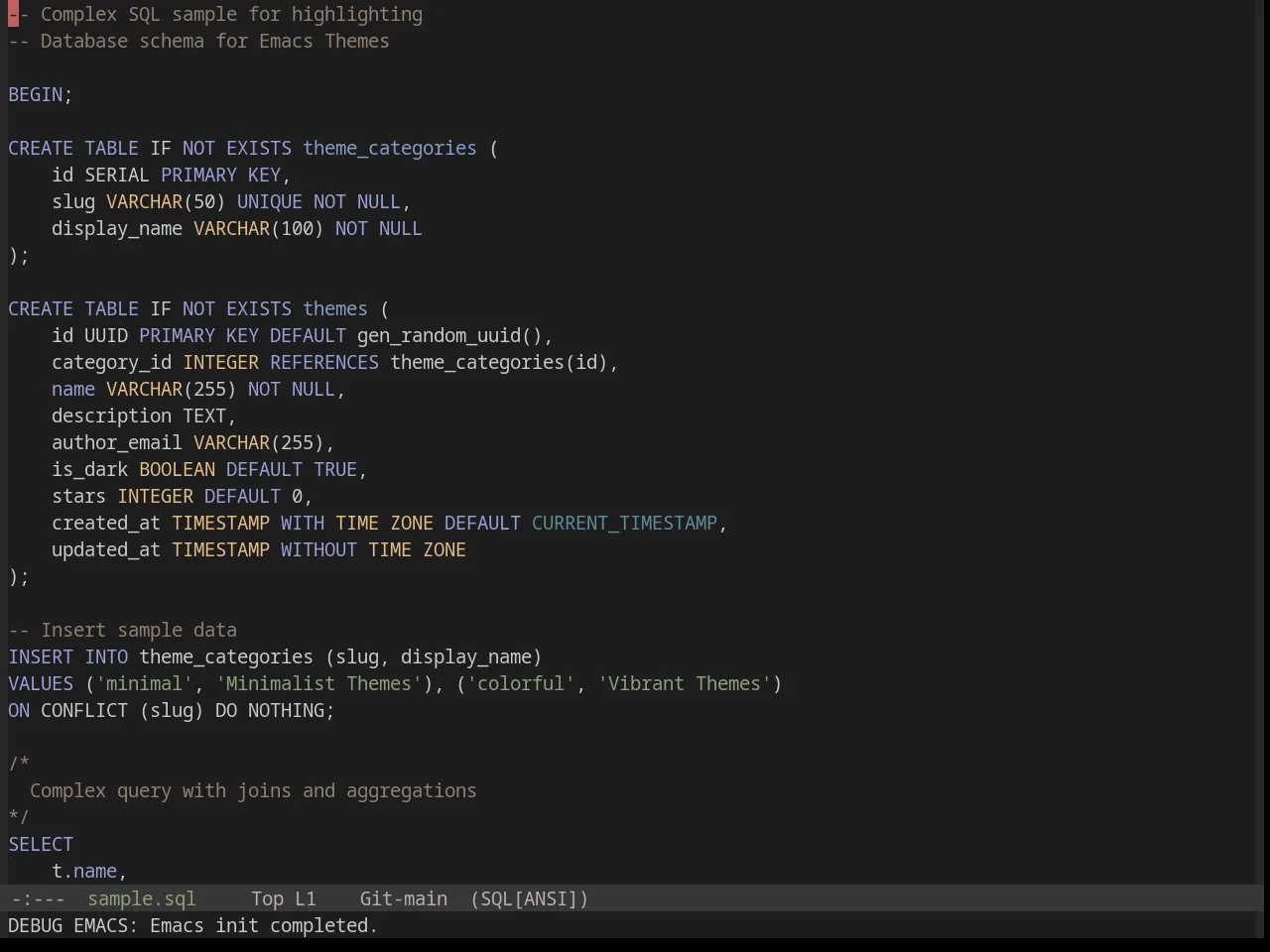 Base16 Chinoiserie Morandi Theme in sql-mode