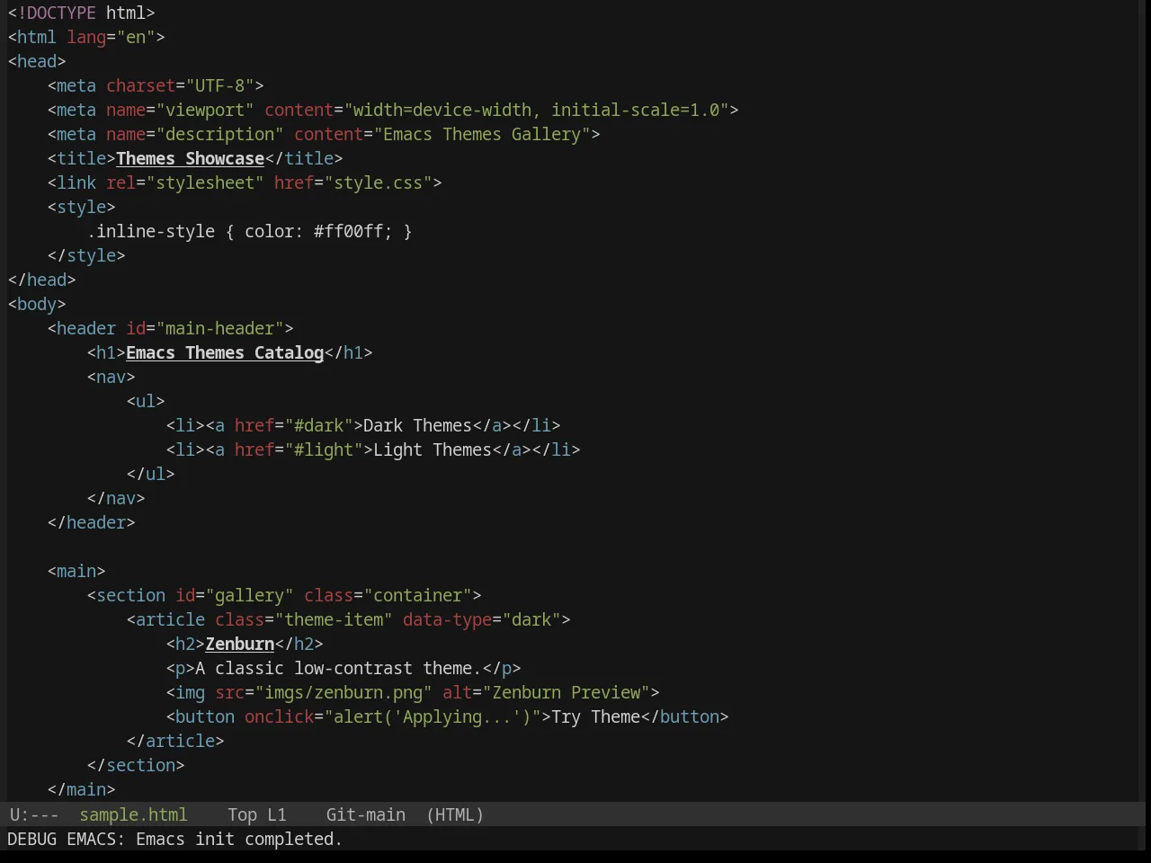 Base16 Classic Dark Theme in html-mode
