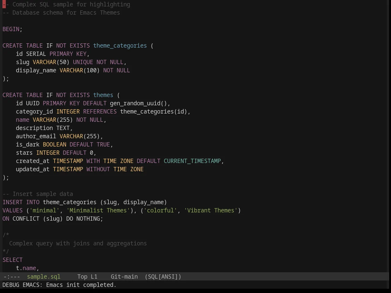 Base16 Classic Dark Theme in sql-mode