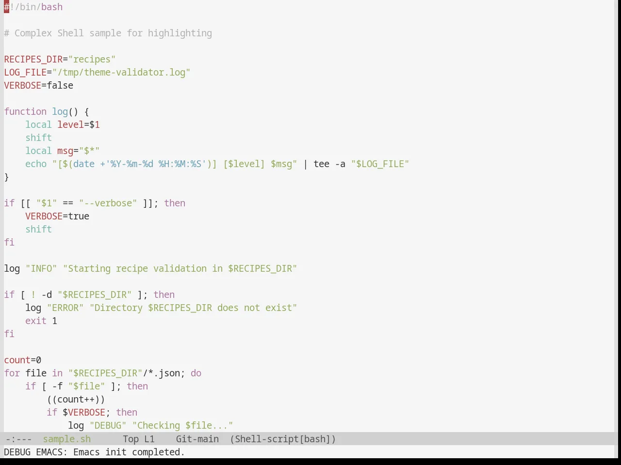 Base16 Classic Light Theme in sh-mode