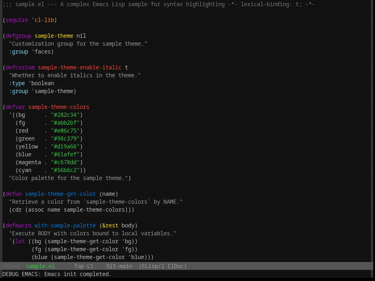 Base16 Colors Theme in emacs-lisp-mode