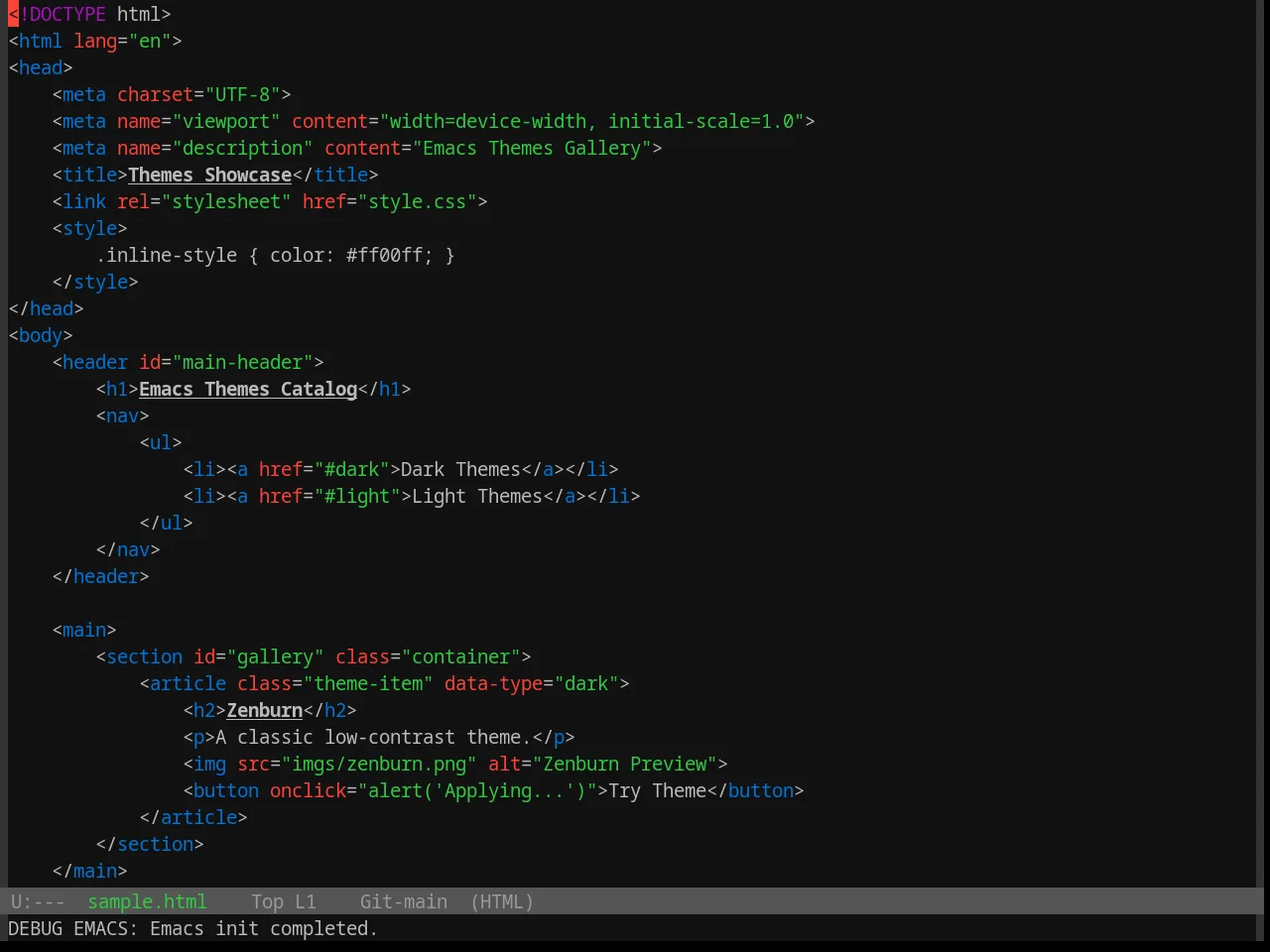 Base16 Colors Theme in html-mode