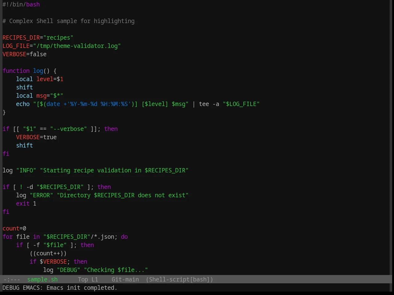 Base16 Colors Theme in sh-mode