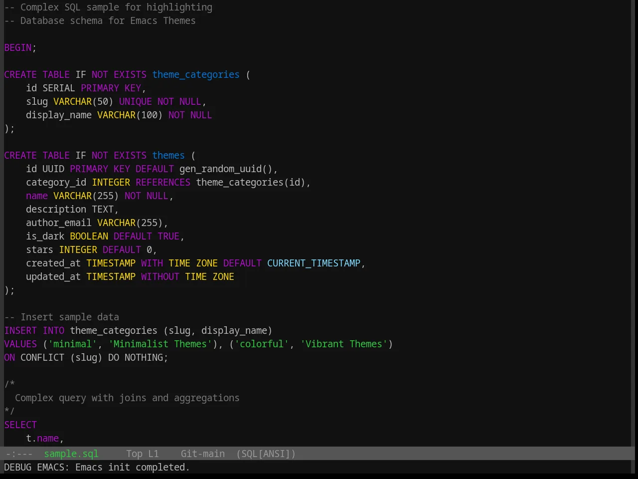 Base16 Colors Theme in sql-mode