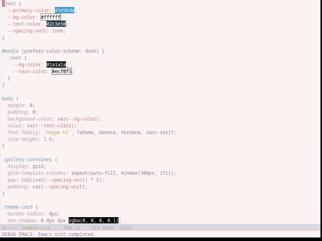 Base16 Cupcake Theme in css-mode