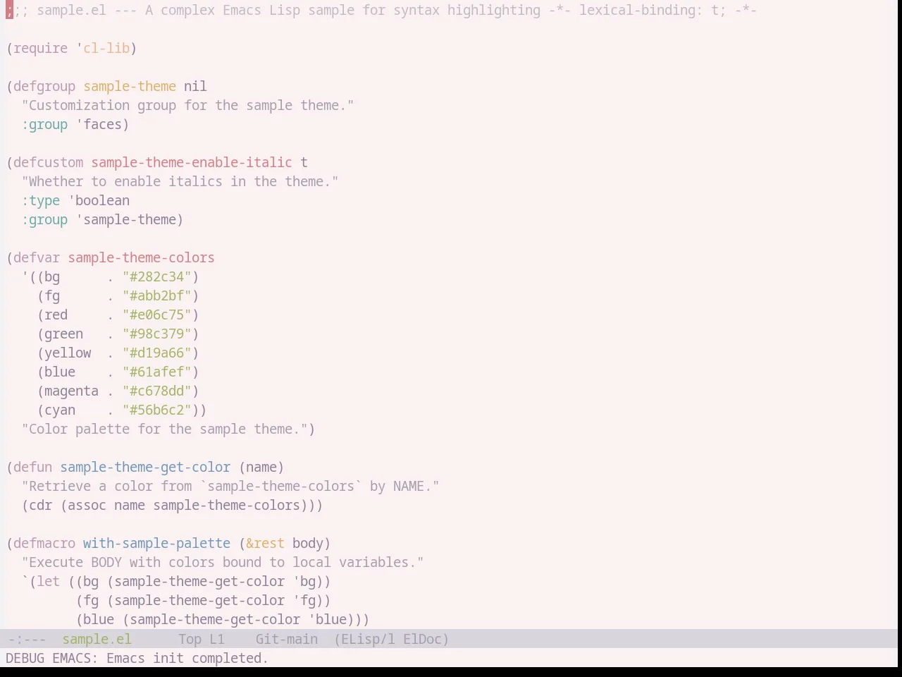 Base16 Cupcake Theme in emacs-lisp-mode
