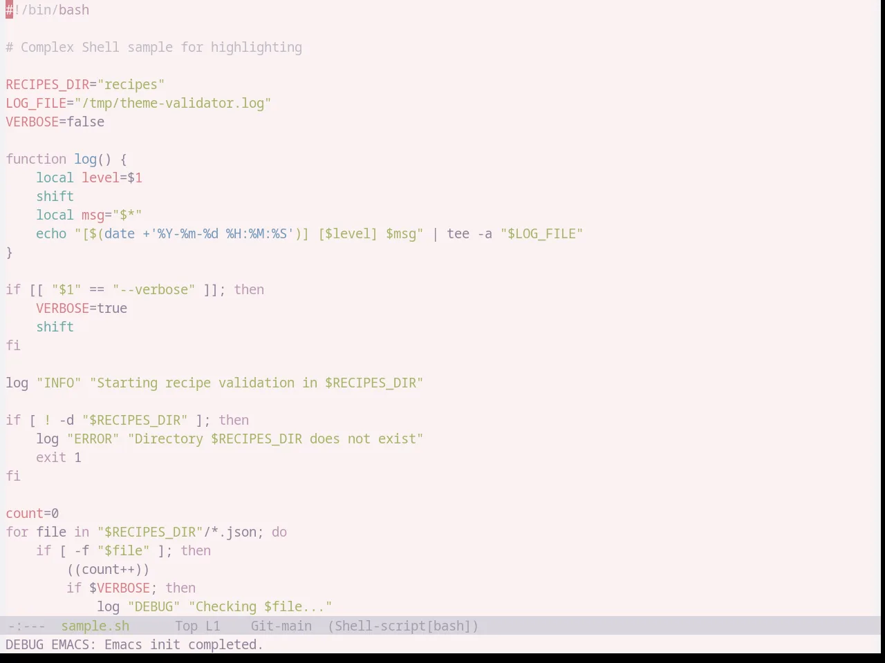 Base16 Cupcake Theme in sh-mode