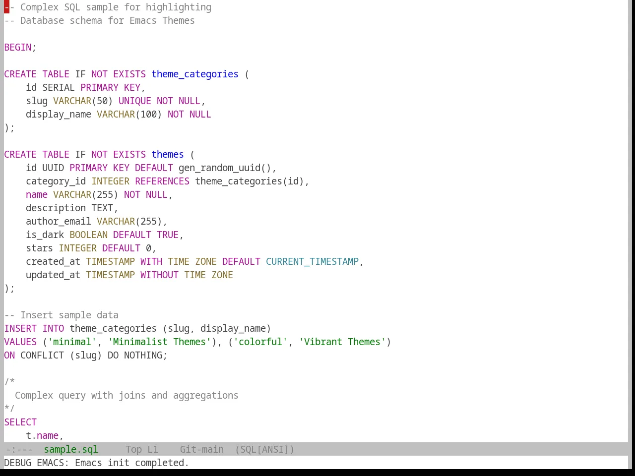 Base16 Cupertino Theme in sql-mode