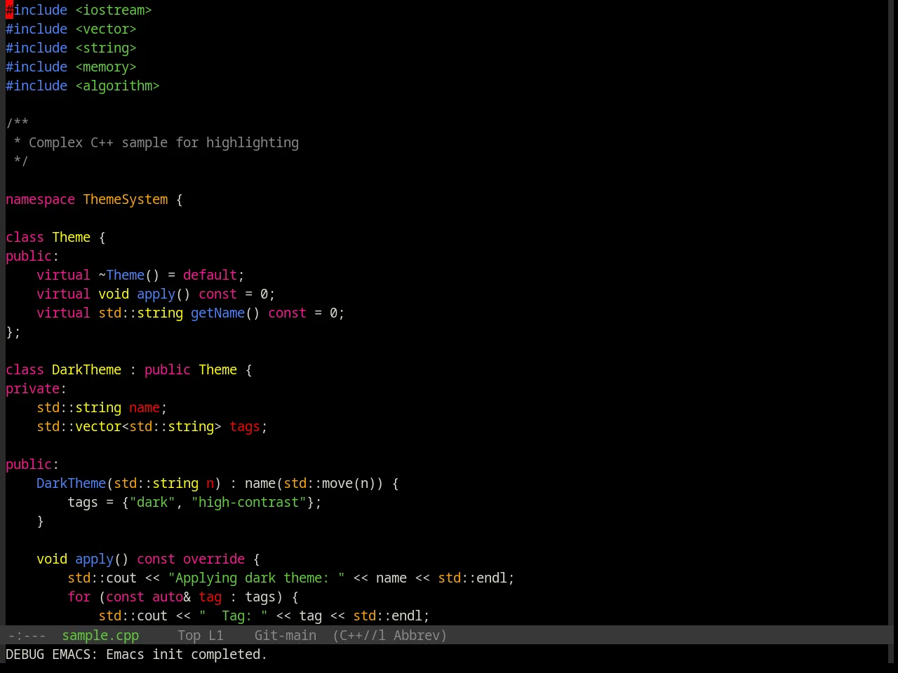 Base16 Cyberpunk Theme in c++-mode