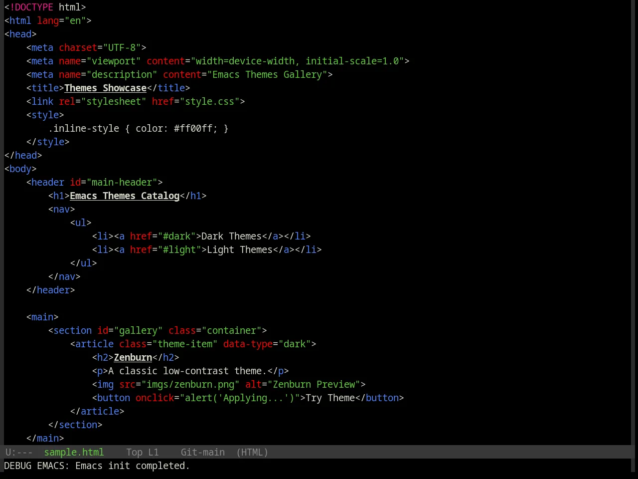 Base16 Cyberpunk Theme in html-mode